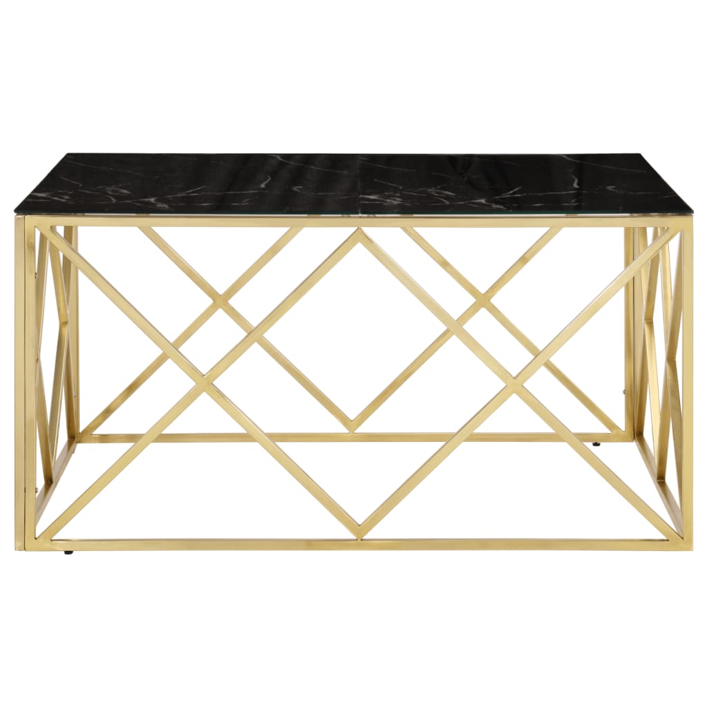 Table basse doré acier inoxydable et verre trempé - XIOS