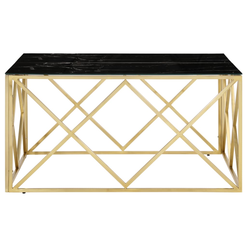 Table basse doré acier inoxydable et verre trempé - XIOS