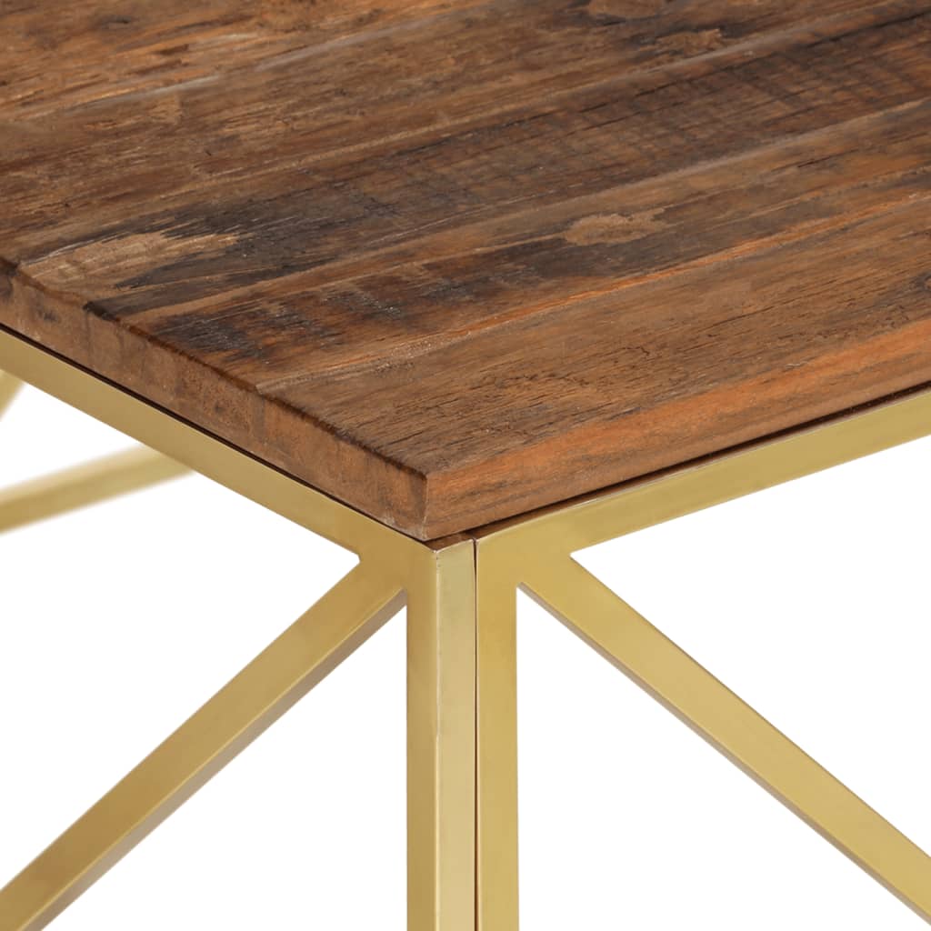Table basse doré acier inoxydable et bois de mélèze massif - XIOS