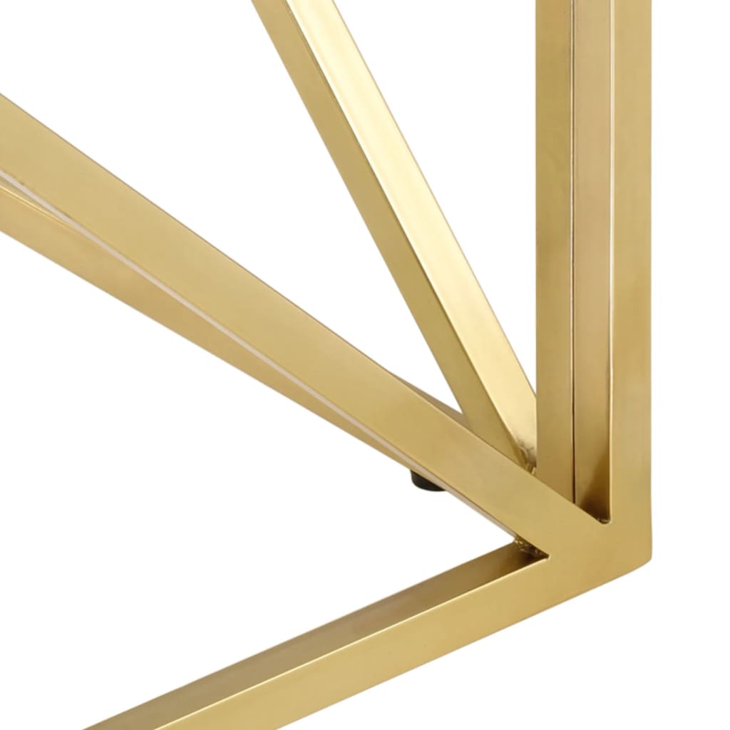 Table basse doré acier inoxydable et bois de mélèze massif - XIOS