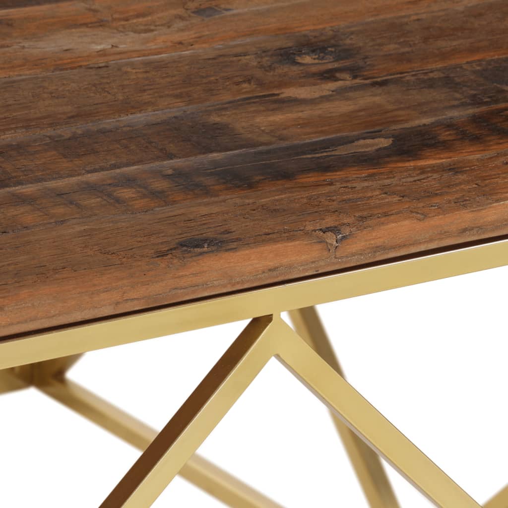 Table basse doré acier inoxydable et bois de mélèze massif - XIOS