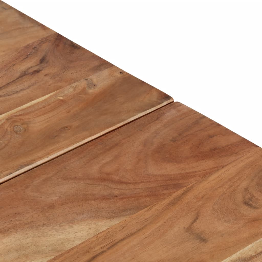 Table basse argenté acier inoxydable et bois massif d'acacia - XIOS