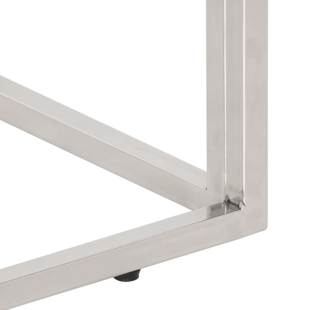 Table console argenté acier inoxydable et bois de mélèze massif - XIOS