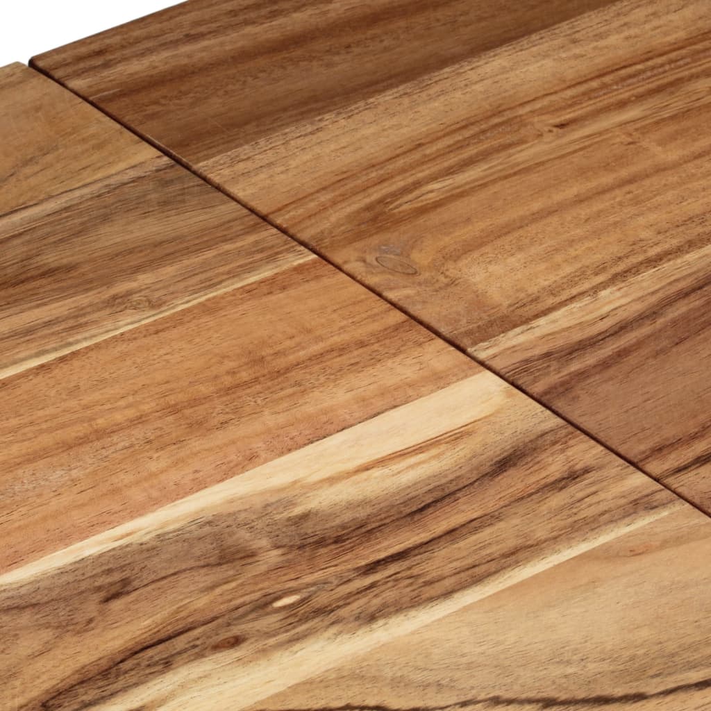 Table console argenté acier inoxydable et bois massif d'acacia - XIOS