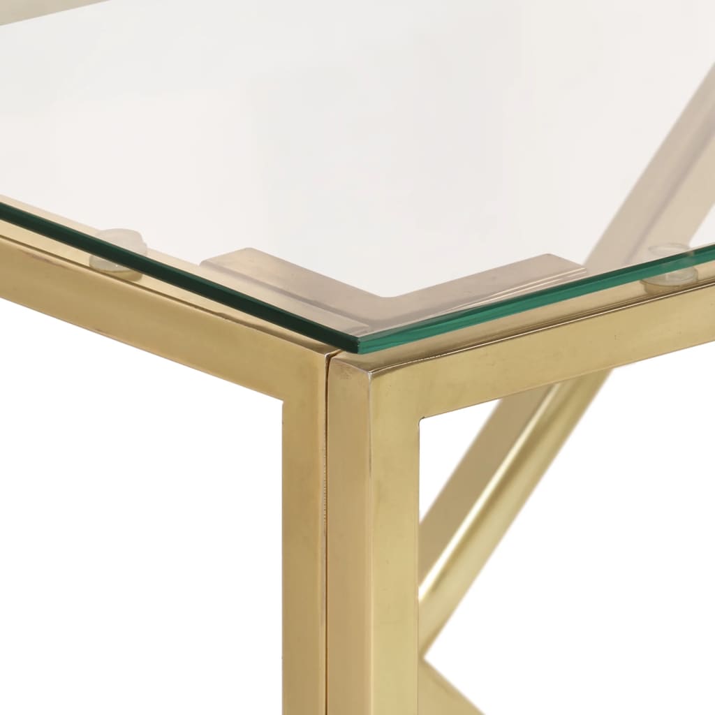 Table console doré acier inoxydable et verre trempé - XIOS