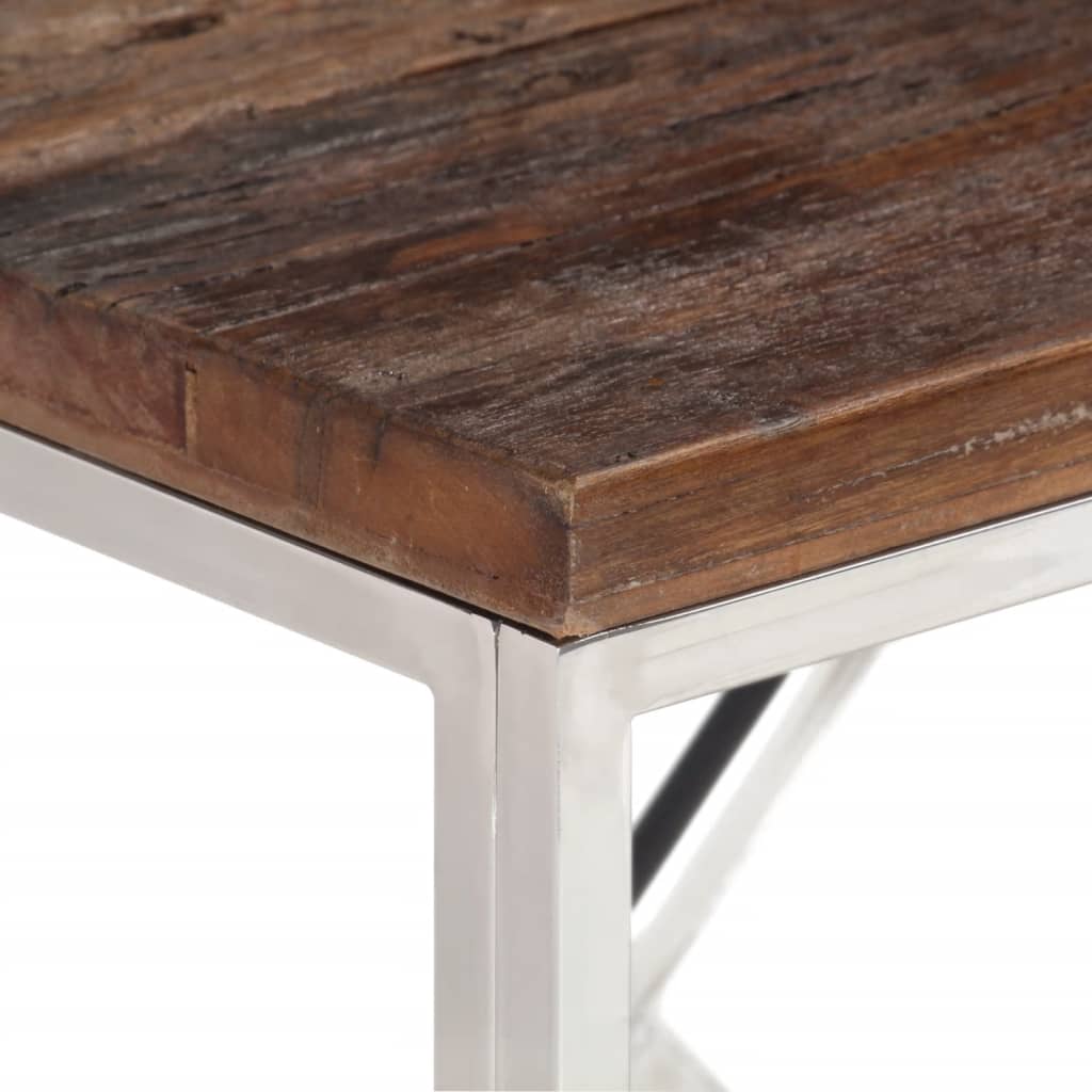Table console argenté acier inoxydable et bois de mélèze massif - XIOS