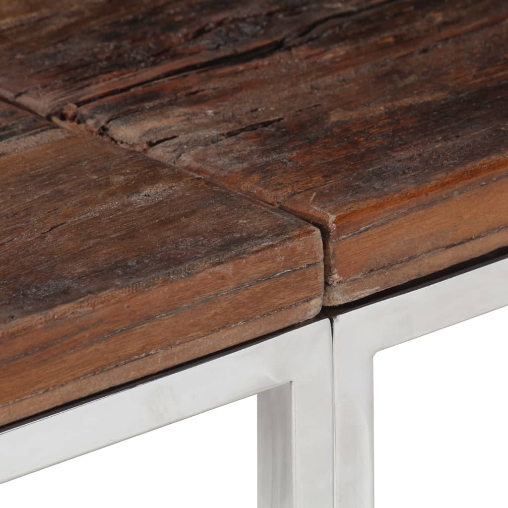 Table console argenté acier inoxydable et bois de mélèze massif - XIOS
