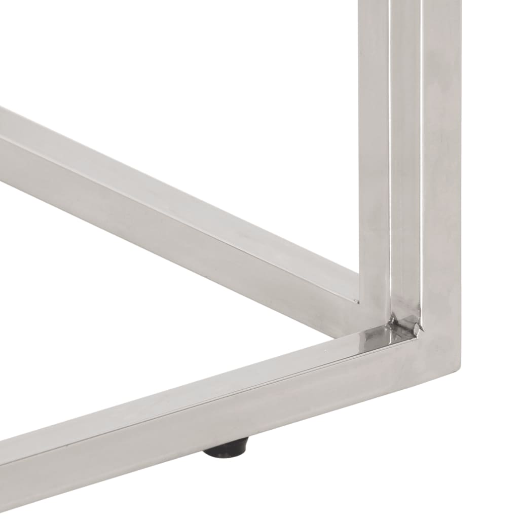 Table console argenté acier inoxydable et bois de mélèze massif - XIOS