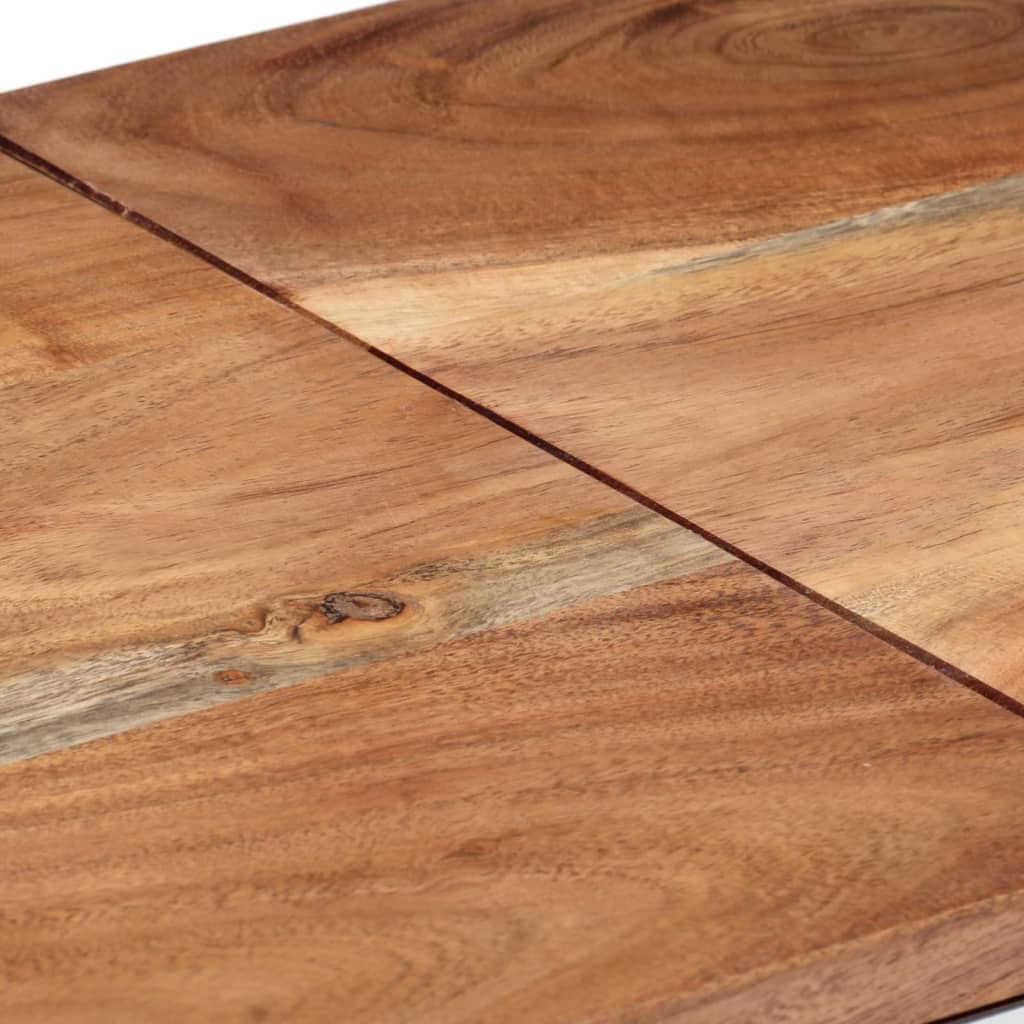 Table console argenté acier inoxydable et bois massif d'acacia - XIOS