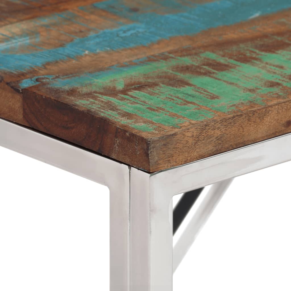 Table console argenté acier inoxydable/bois massif récupération - XIOS