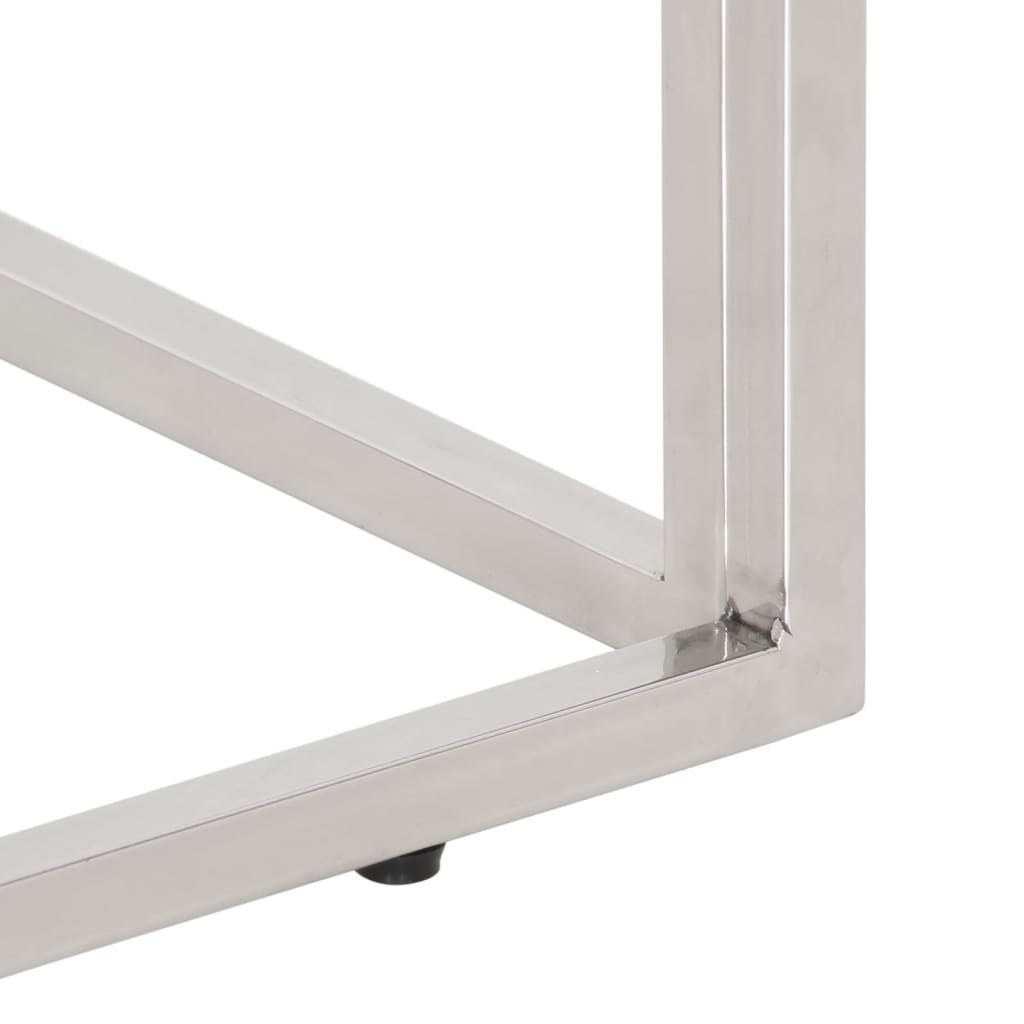 Table console argenté acier inoxydable/bois massif récupération - XIOS