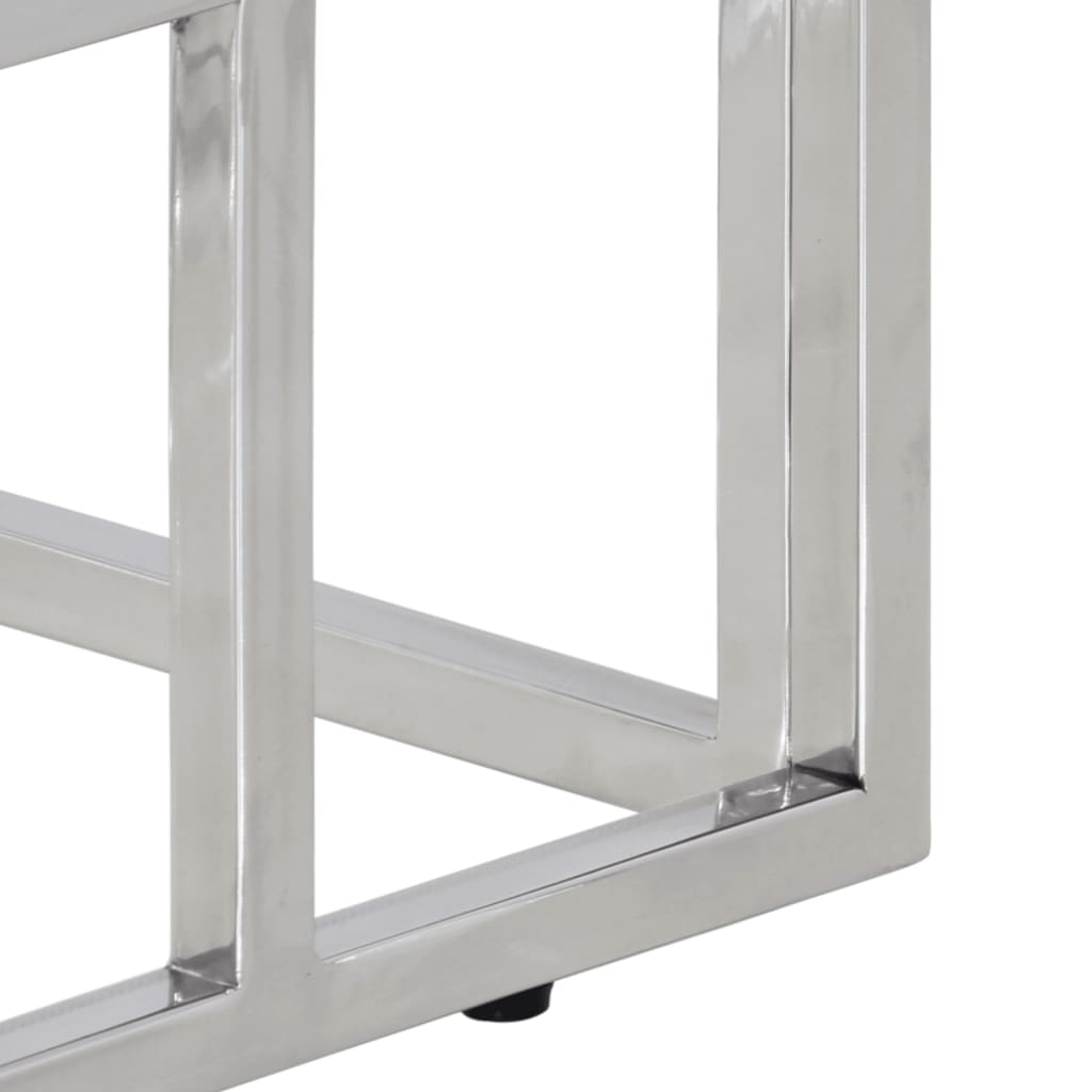Table console argenté acier inoxydable et verre trempé - XIOS