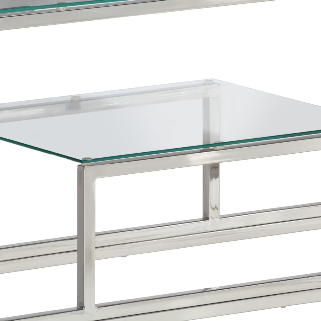 Table console argenté acier inoxydable et verre trempé - XIOS