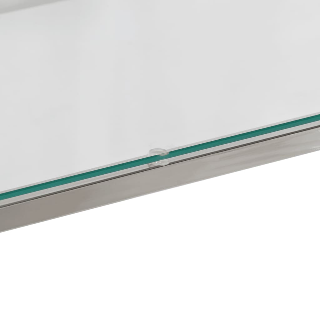 Table console argenté acier inoxydable et verre trempé - XIOS