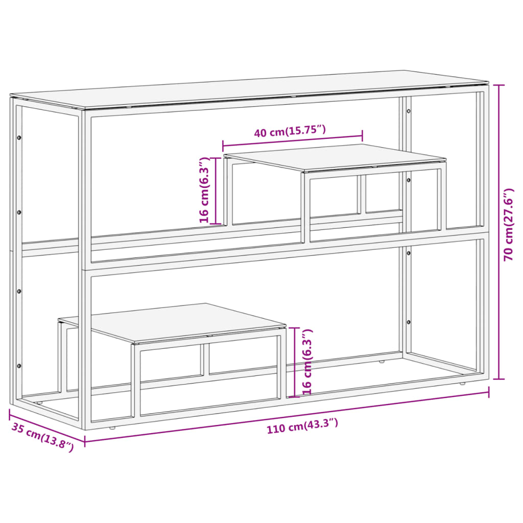 Table console argenté acier inoxydable et verre trempé - XIOS