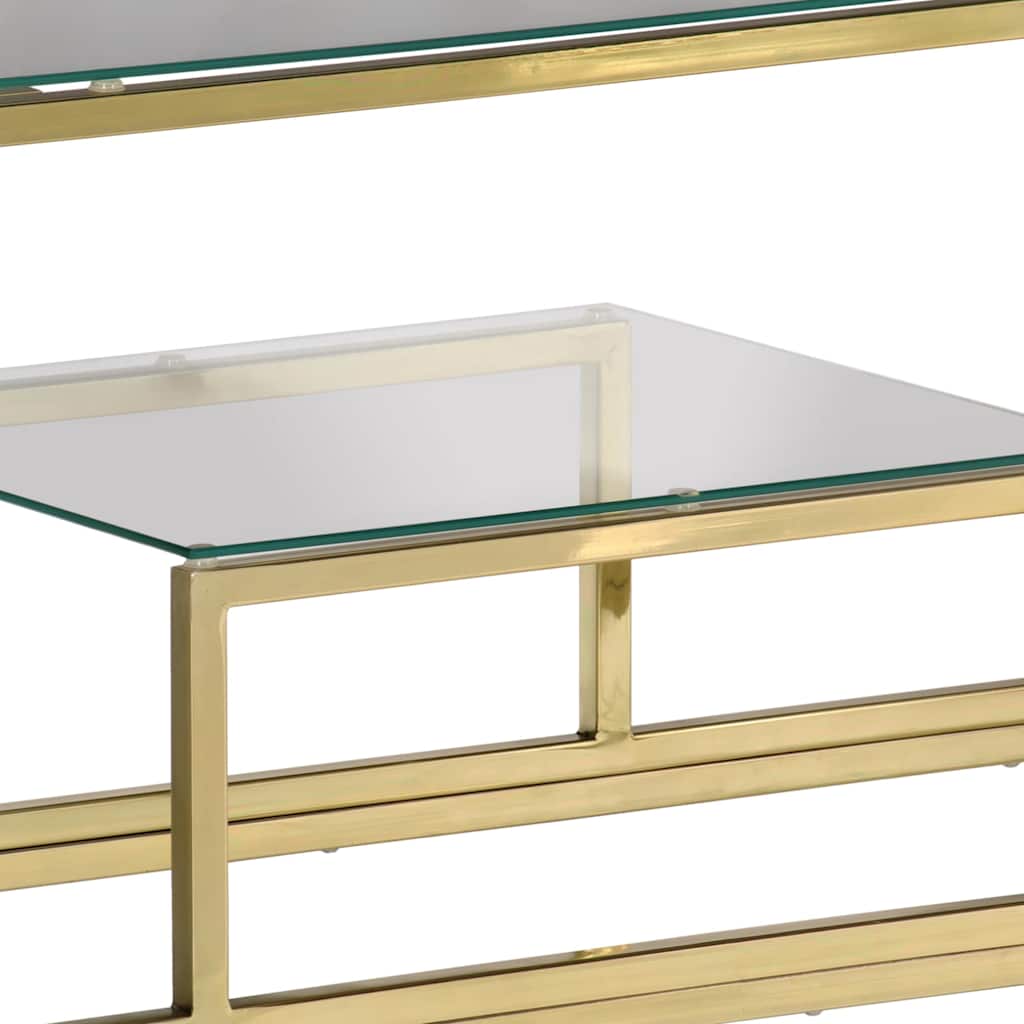 Table console doré acier inoxydable et verre trempé