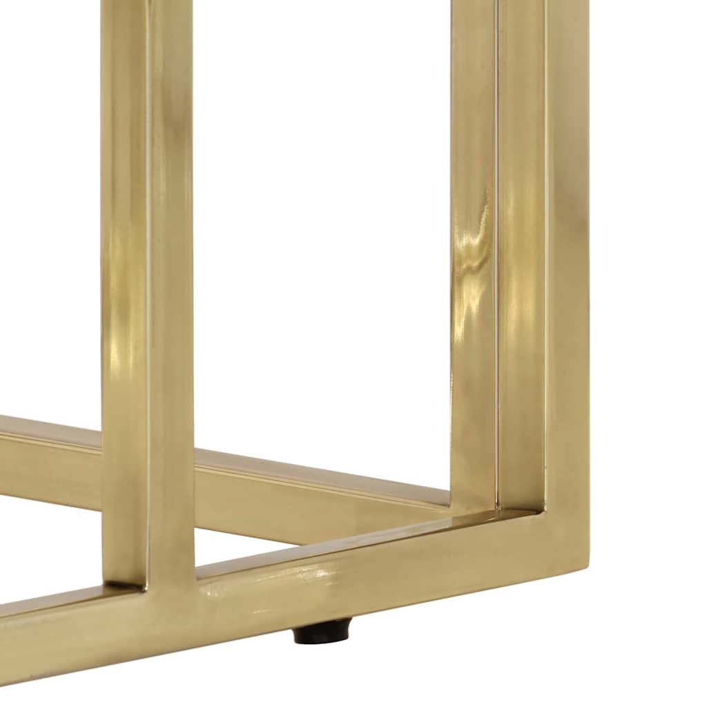 Table console doré acier inoxydable et verre trempé