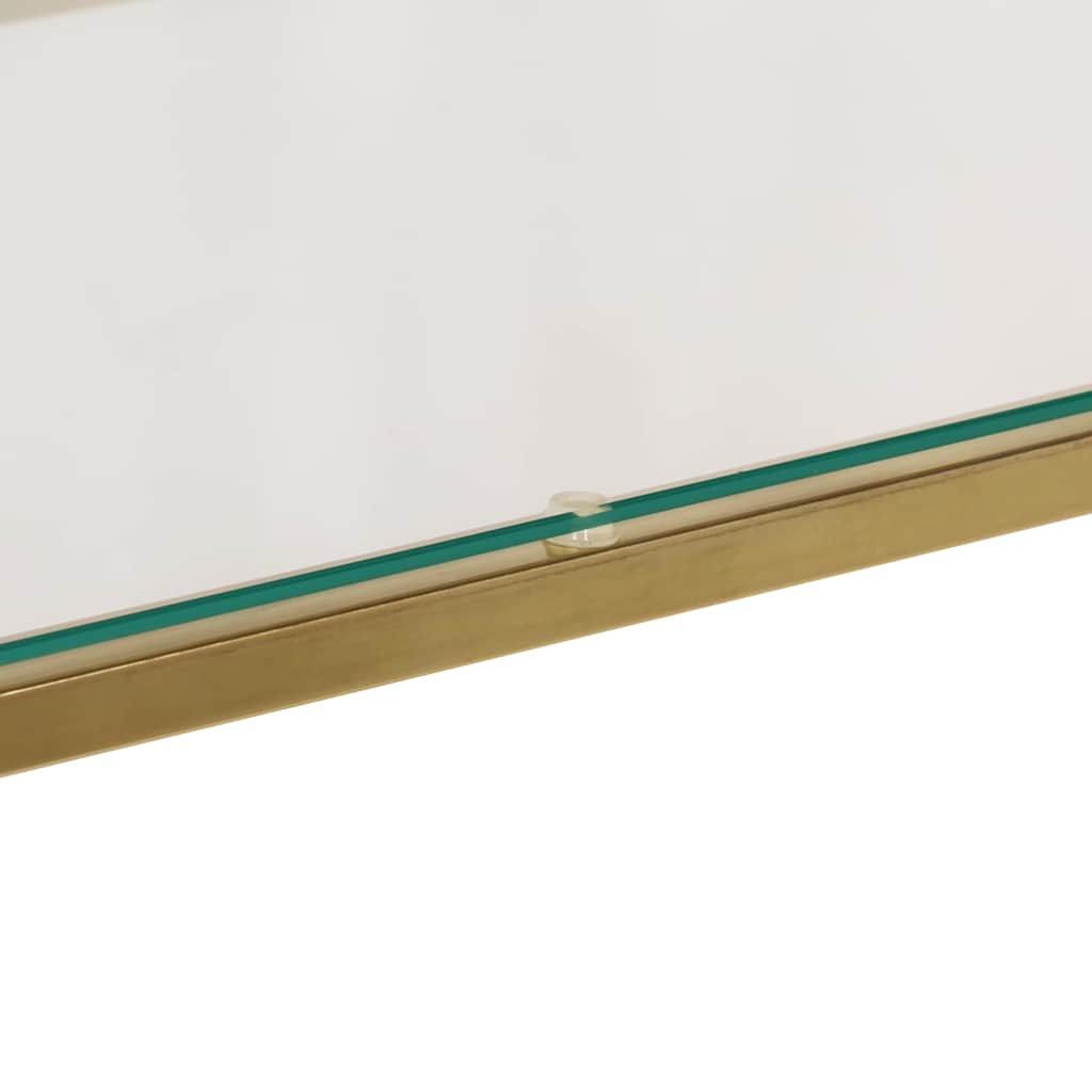 Table console doré acier inoxydable et verre trempé