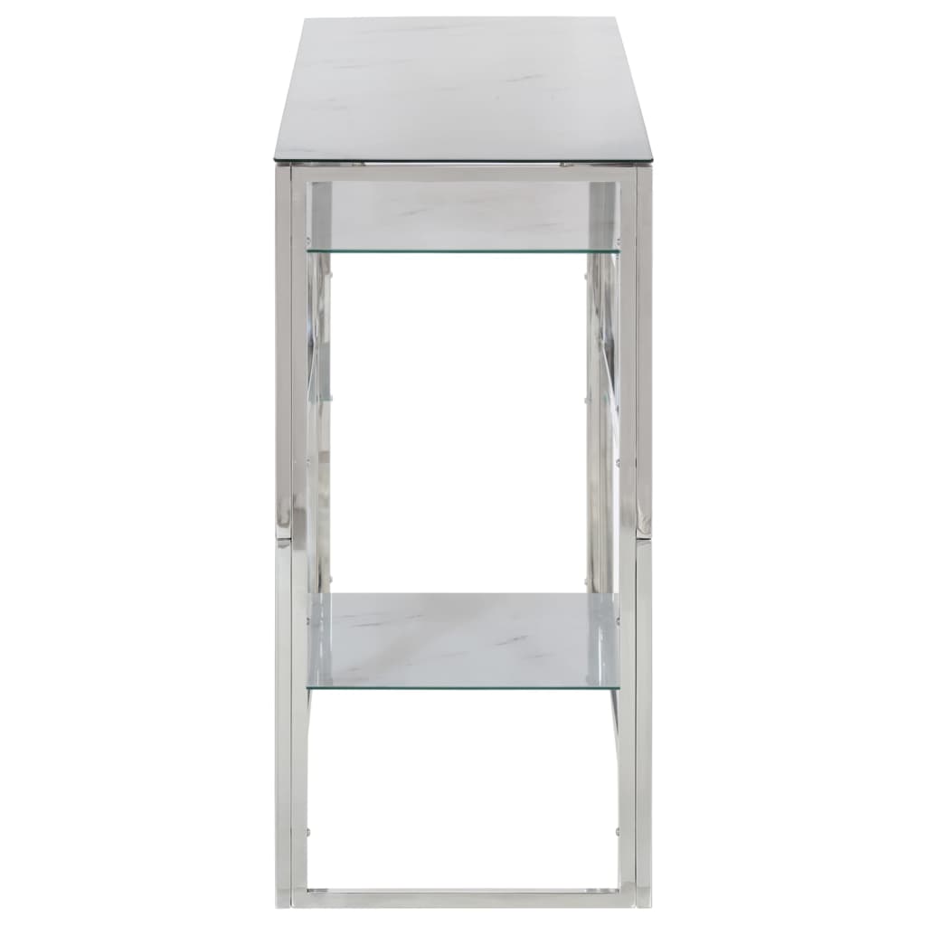 Table console argenté acier inoxydable et verre trempé - XIOS