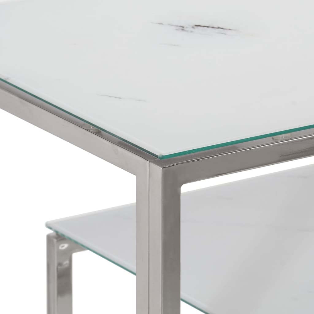 Table console argenté acier inoxydable et verre trempé - XIOS