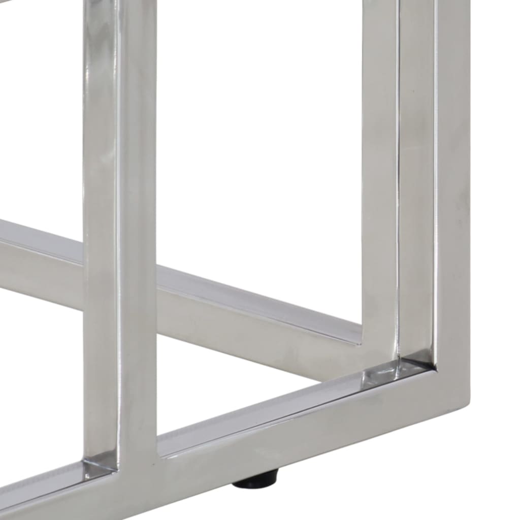 Table console argenté acier inoxydable et verre trempé - XIOS
