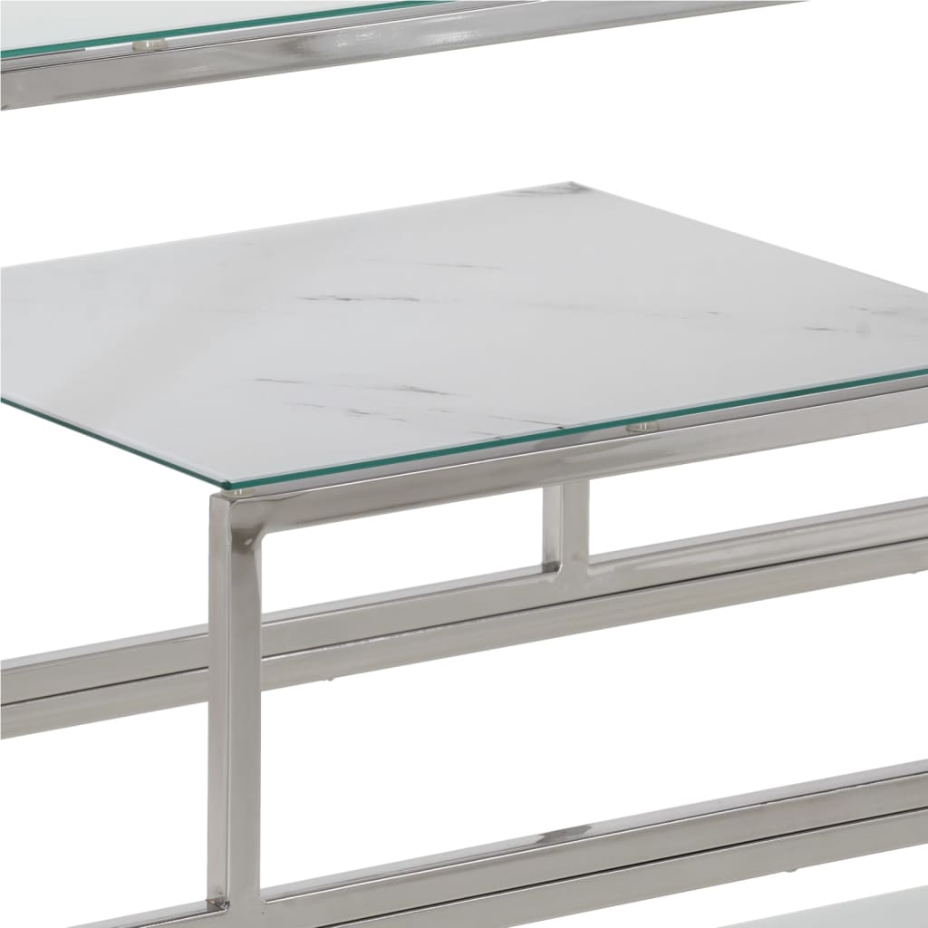 Table console argenté acier inoxydable et verre trempé - XIOS