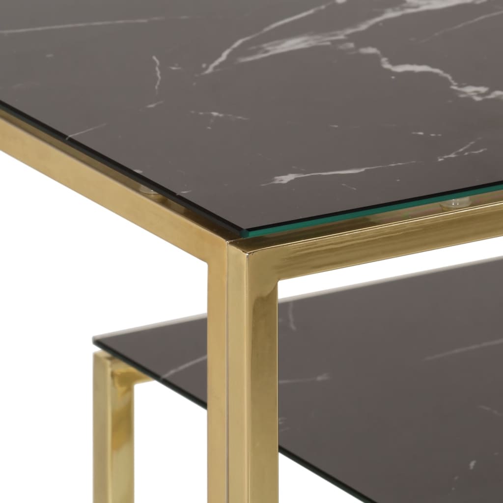 Table console doré acier inoxydable et verre trempé - XIOS