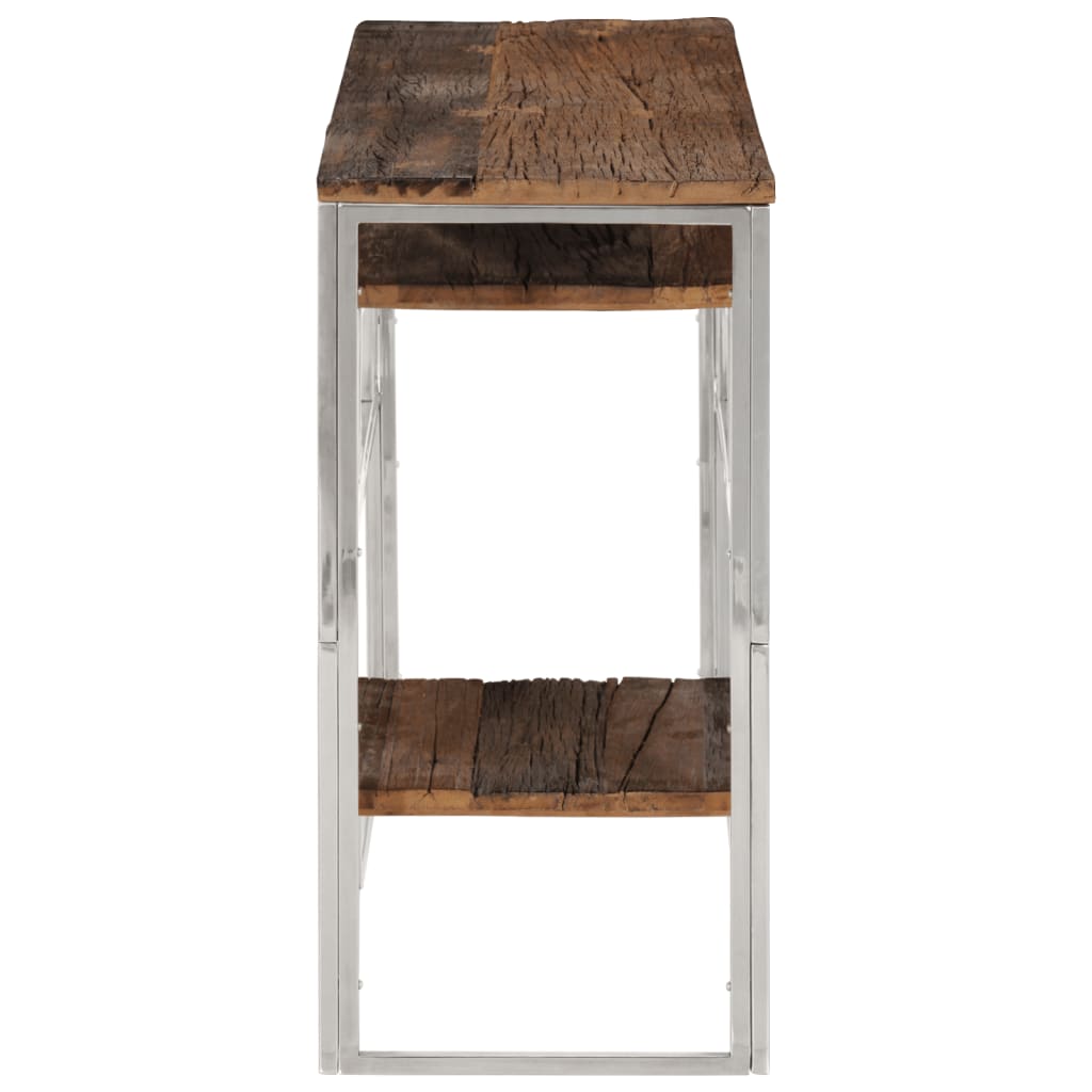 Table console argenté inox et bois de mélèze massif - XIOS