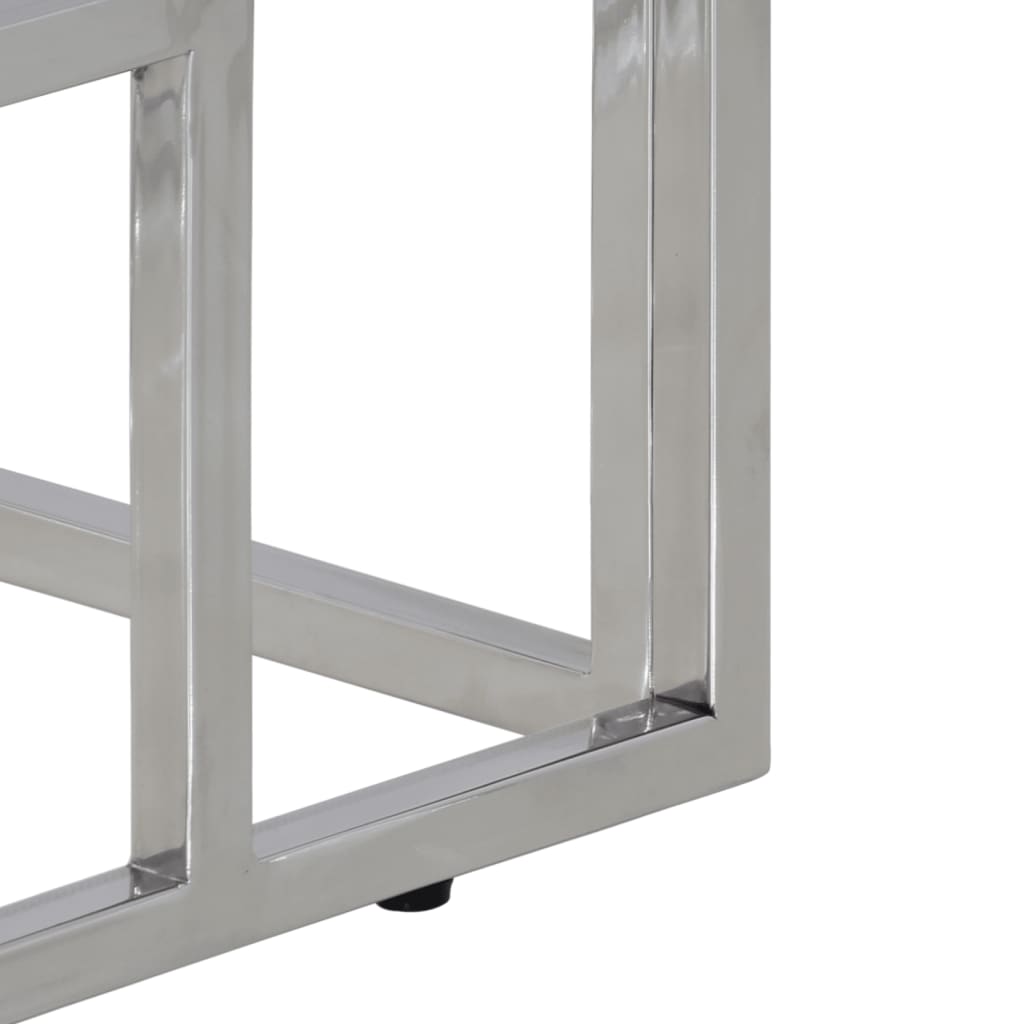 Table console argenté inox et bois de mélèze massif - XIOS