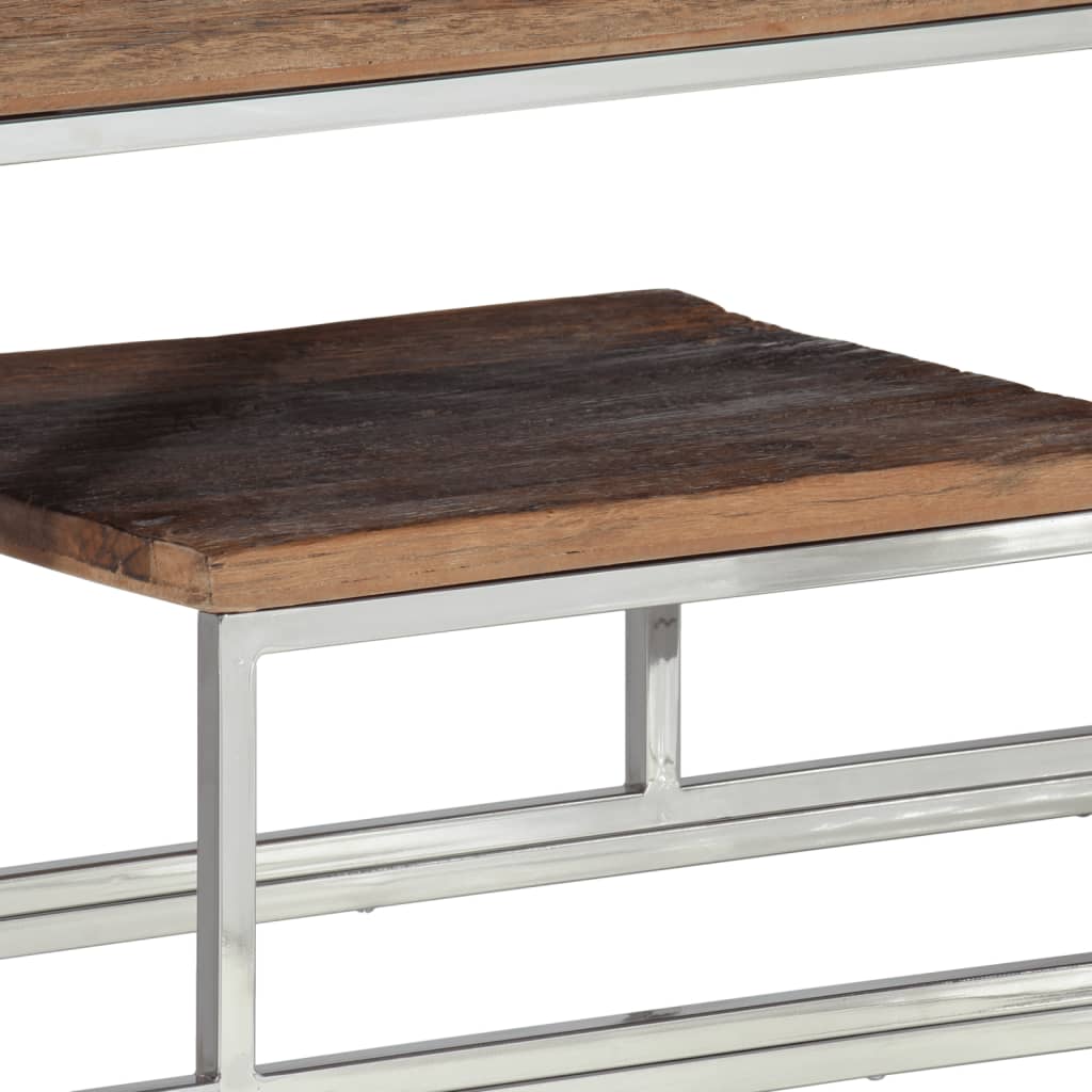 Table console argenté inox et bois de mélèze massif - XIOS