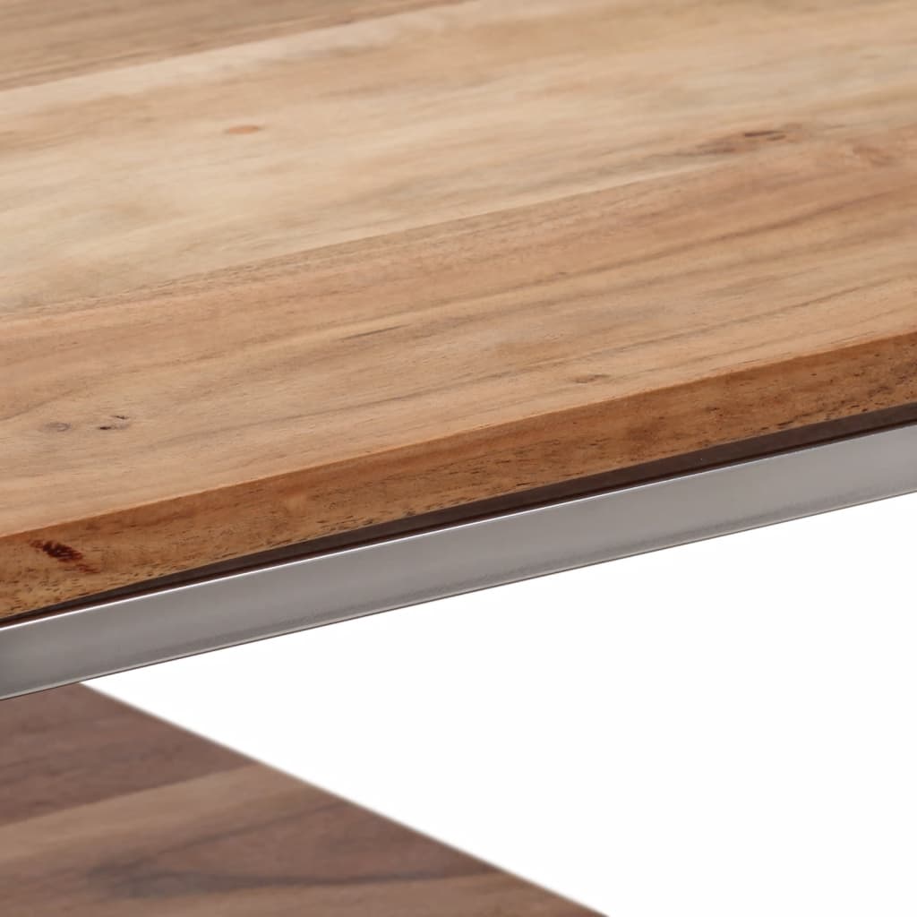 Table console argenté acier inoxydable et bois massif d'acacia - XIOS