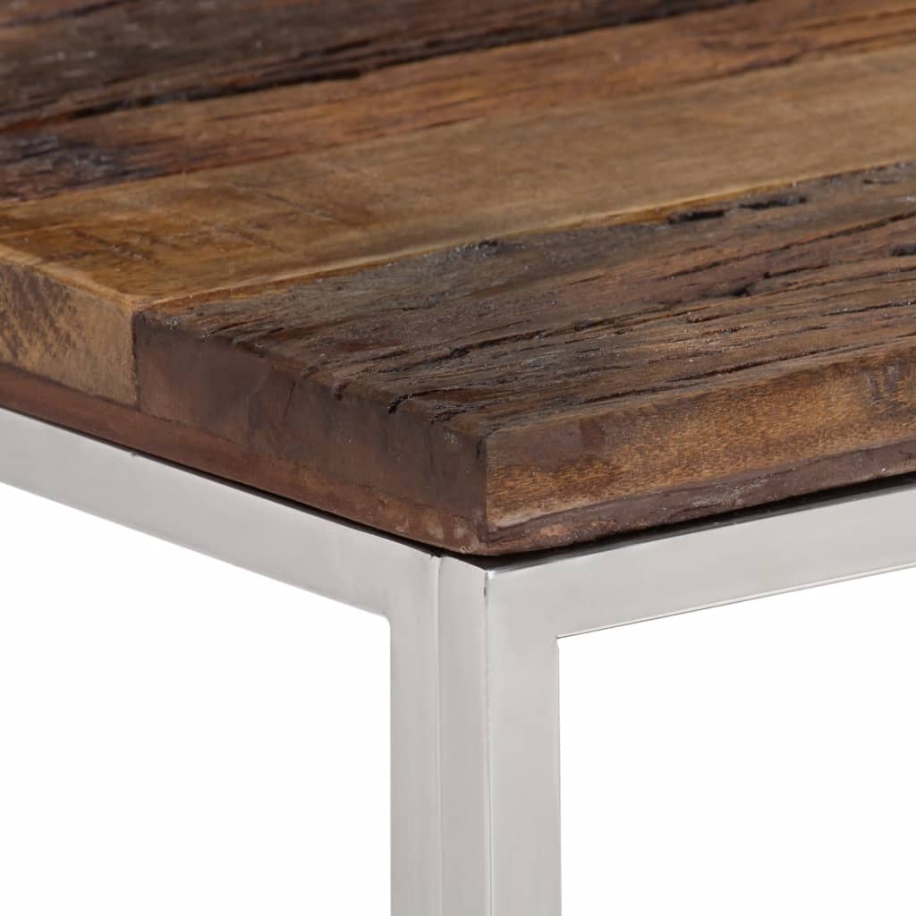 Table console argenté acier inoxydable et bois de mélèze massif - XIOS