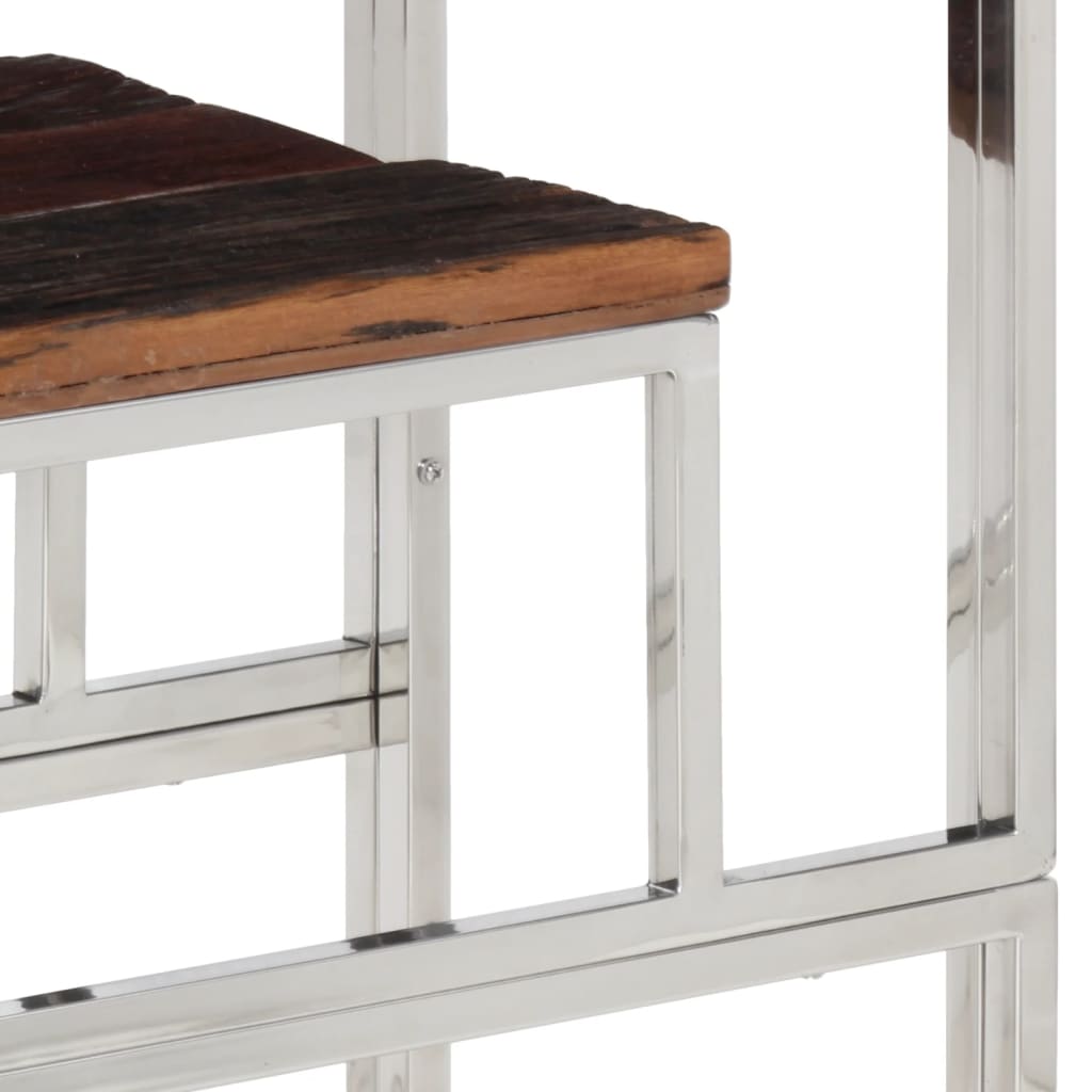 Table console argenté acier inoxydable et bois de mélèze massif - XIOS