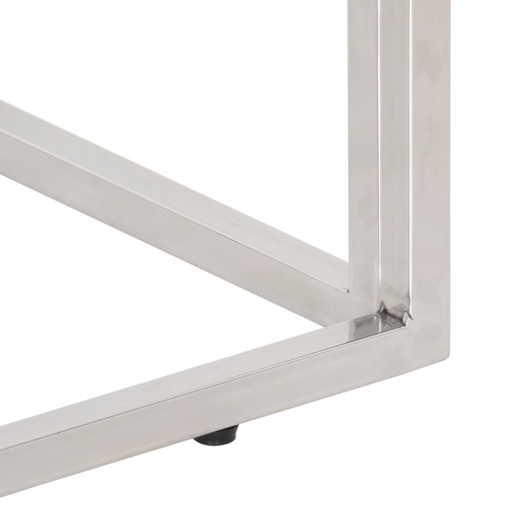 Table console argenté acier inoxydable et bois de mélèze massif - XIOS