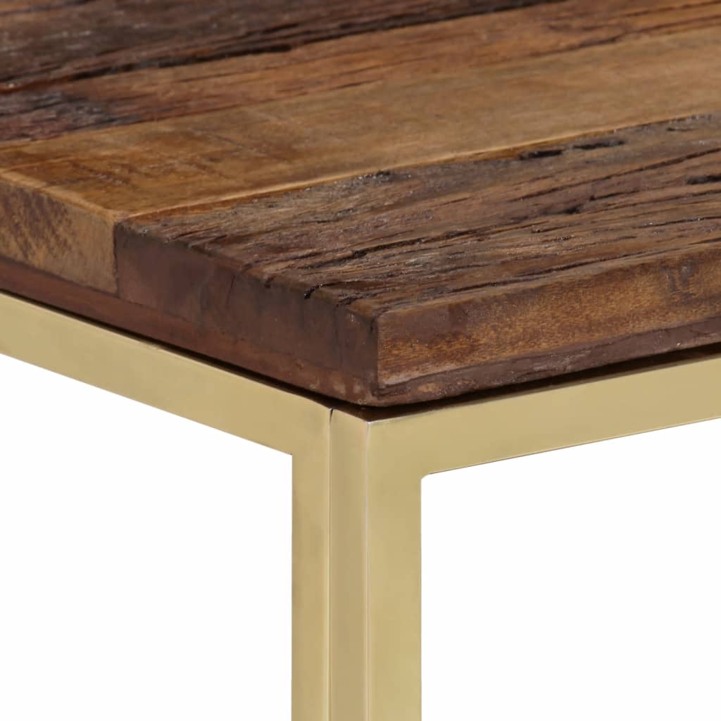 Table console doré acier inoxydable et bois de mélèze massif - XIOS