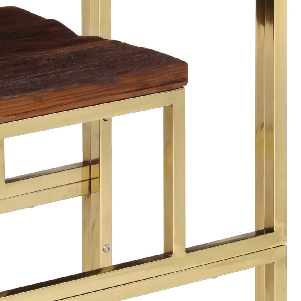 Table console doré acier inoxydable et bois de mélèze massif - XIOS