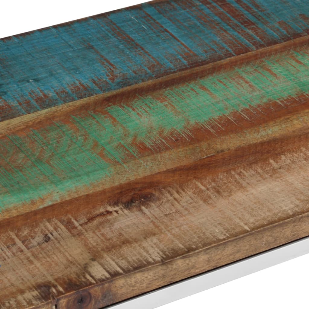 Table console argenté acier inoxydable/bois massif récupération - XIOS