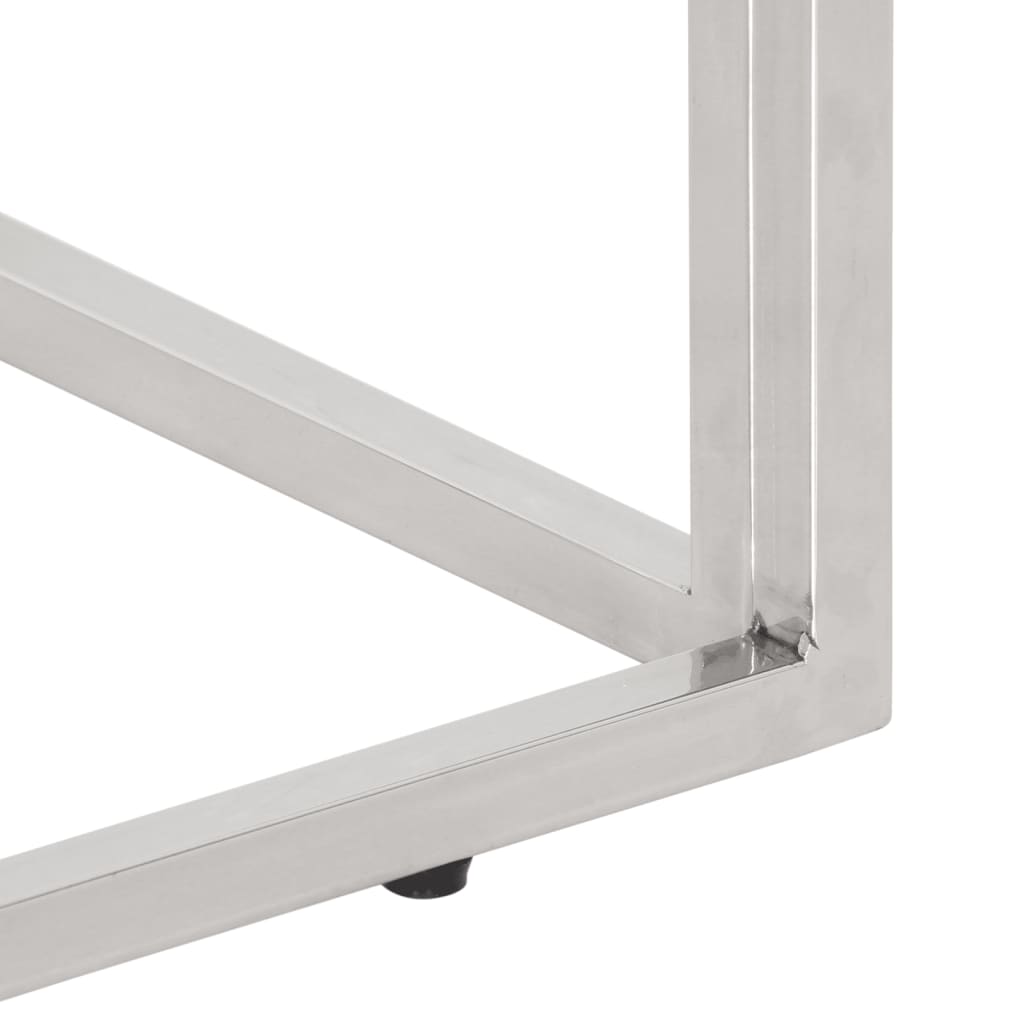 Table console argenté acier inoxydable/bois massif récupération - XIOS