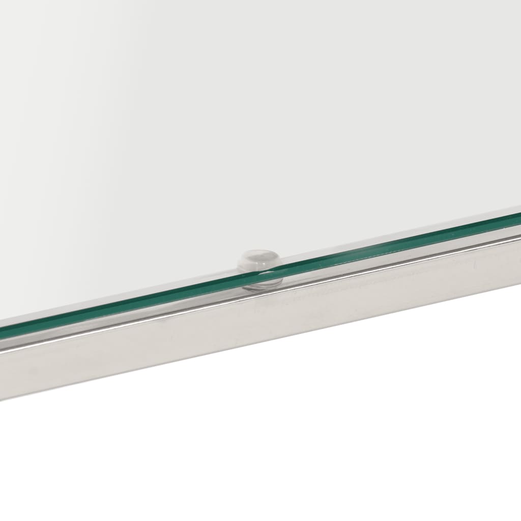 Table basse argenté acier inoxydable et verre trempé - XIOS