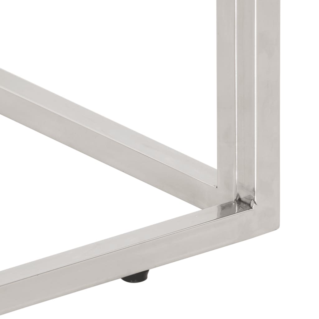 Table basse argenté acier inoxydable et verre trempé - XIOS