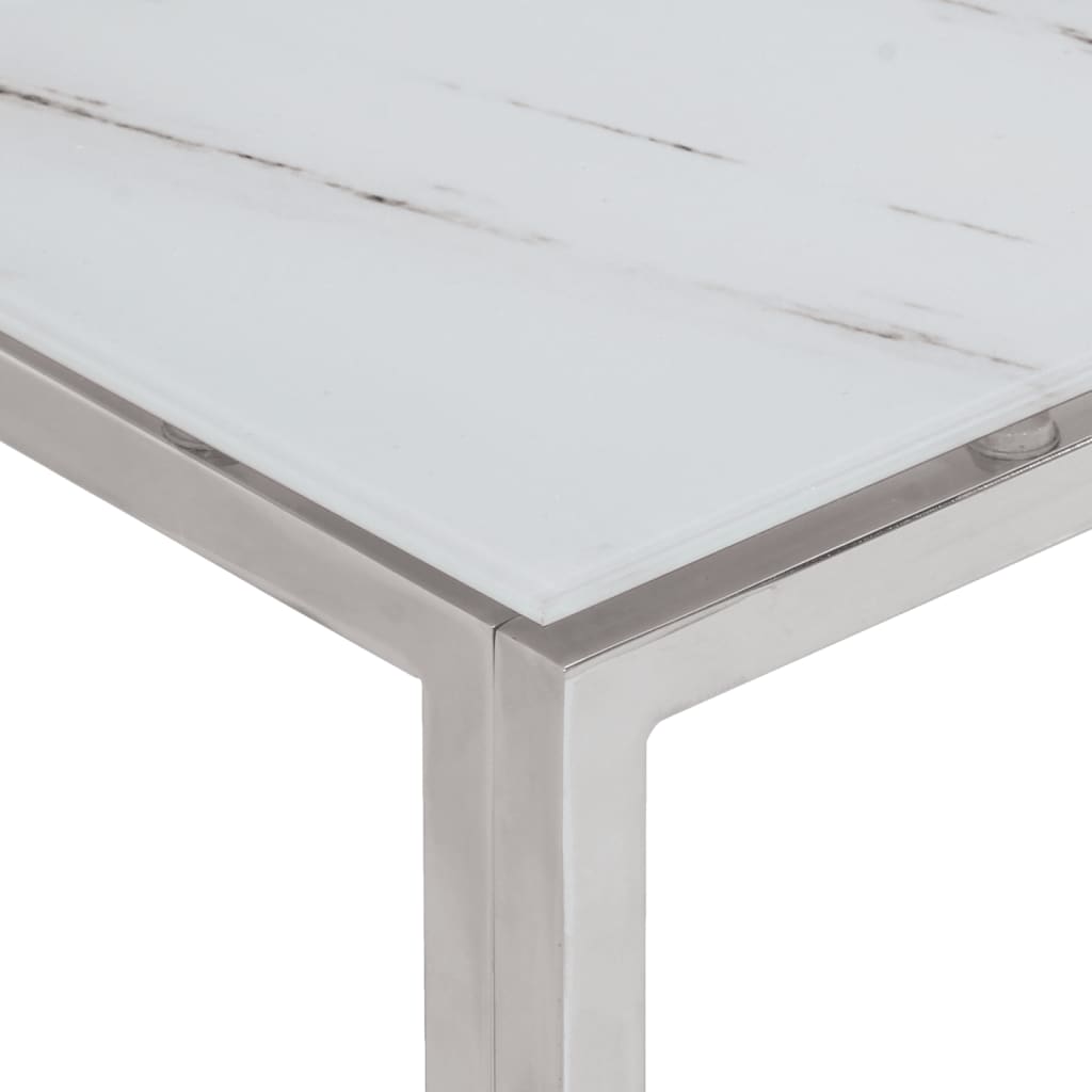 Table basse argenté acier inoxydable et verre trempé - XIOS