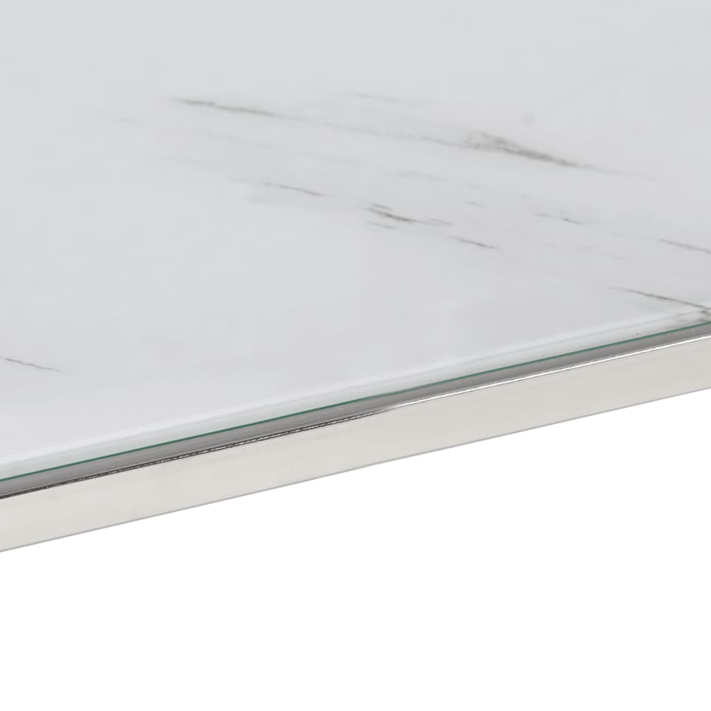 Table basse argenté acier inoxydable et verre trempé - XIOS