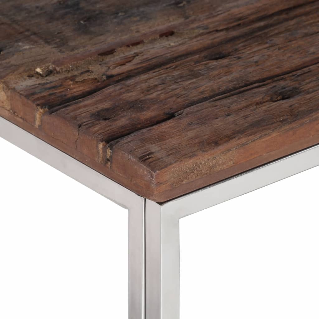 Table basse argenté acier inoxydable et bois de mélèze massif - XIOS