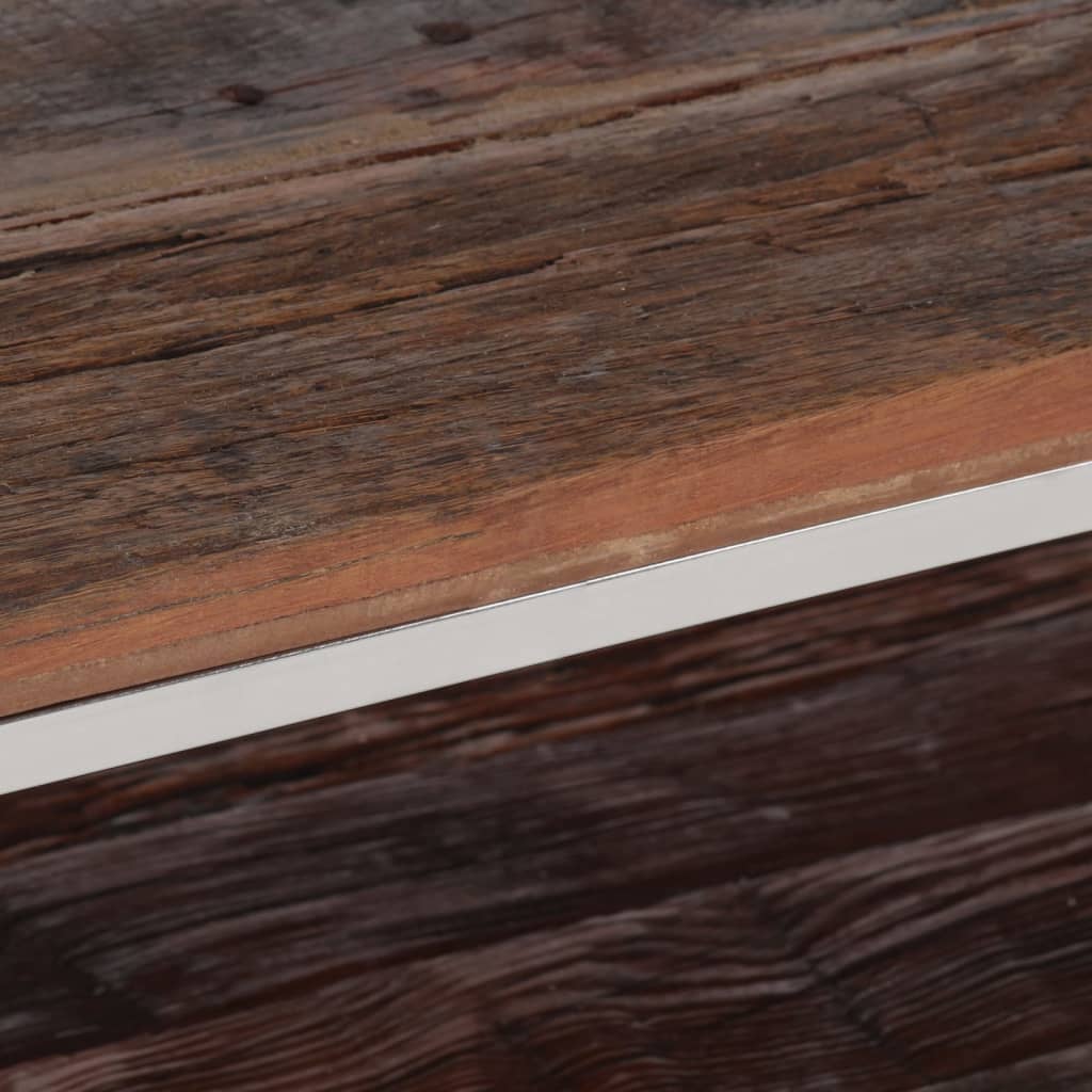 Table basse argenté acier inoxydable et bois de mélèze massif - XIOS