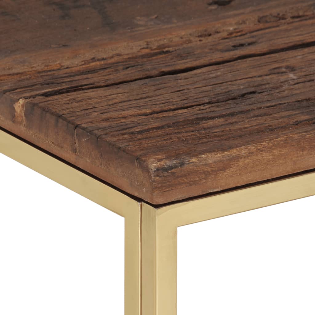 Table basse doré acier inoxydable et bois de mélèze massif - XIOS