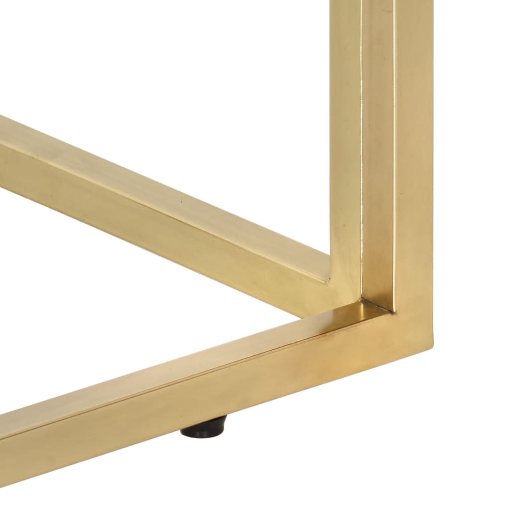 Table basse doré acier inoxydable et bois de mélèze massif - XIOS