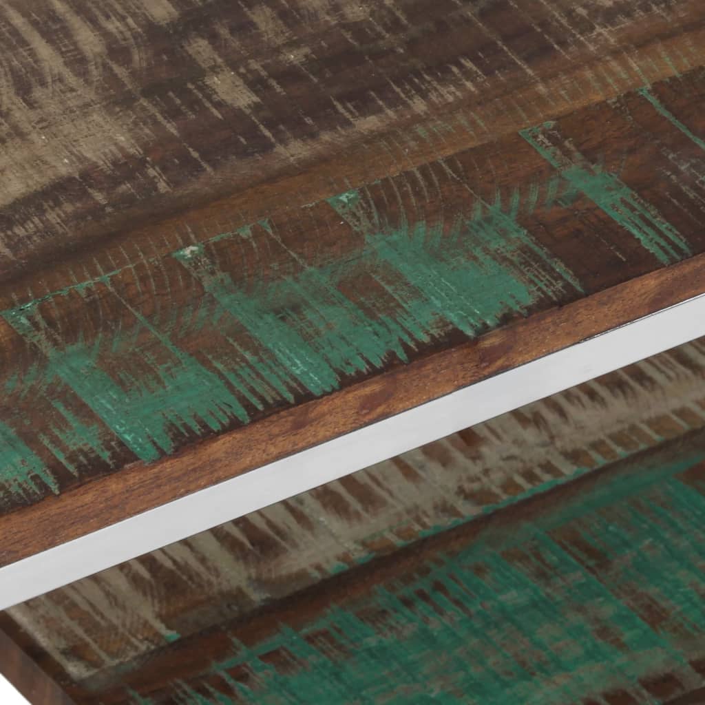 Table basse argenté acier inoxydable/bois massif récupération - XIOS