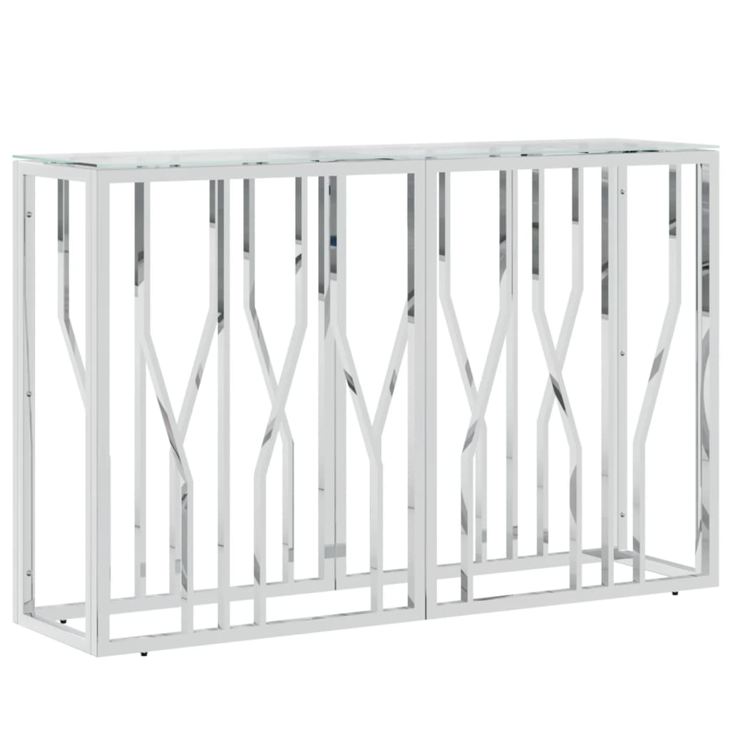 Table console 110x30x70 cm acier inoxydable et verre - XIOS