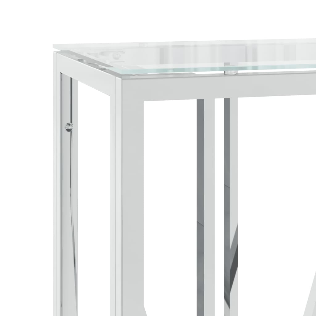 Table console 110x30x70 cm acier inoxydable et verre - XIOS