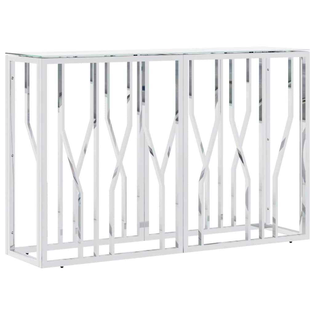 Table console argenté 110x30x70 cm acier inoxydable et verre - XIOS